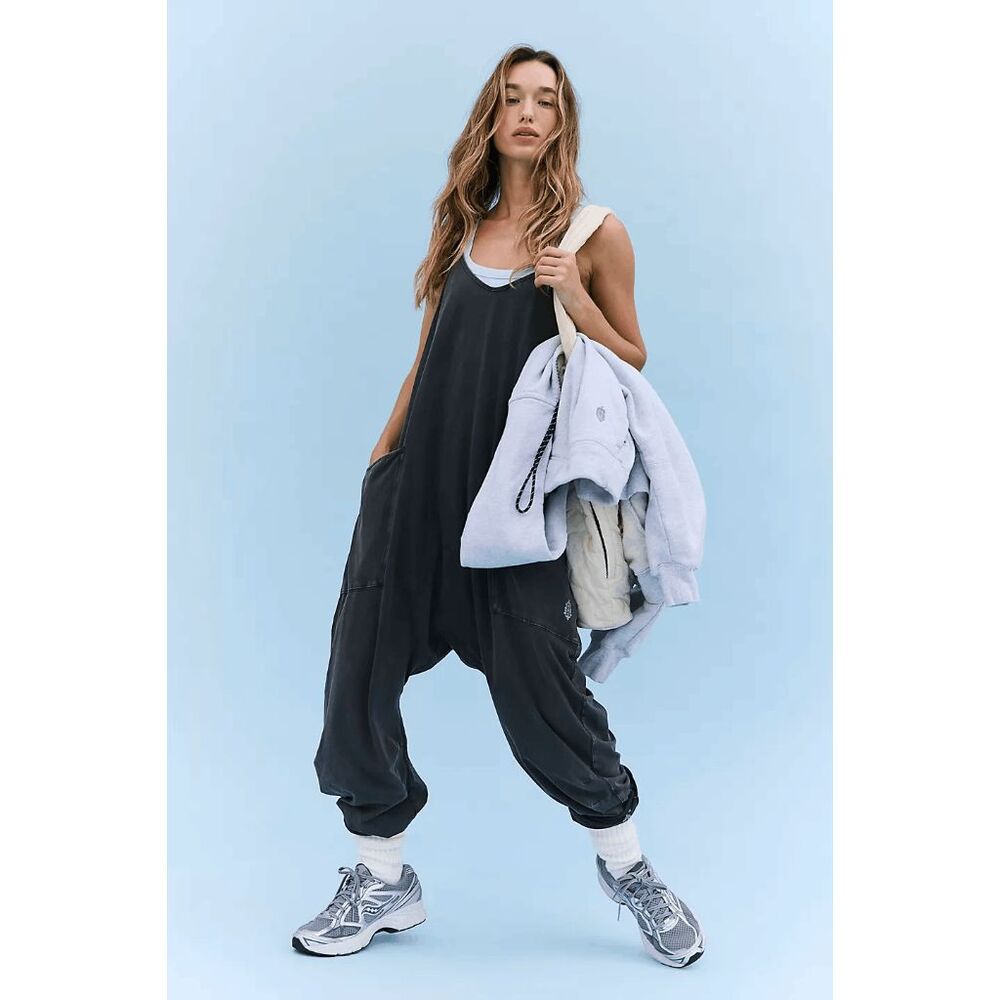Free People FP Movement Washed Black Hot Shot Onesie Jumpsuit Women's Size XS